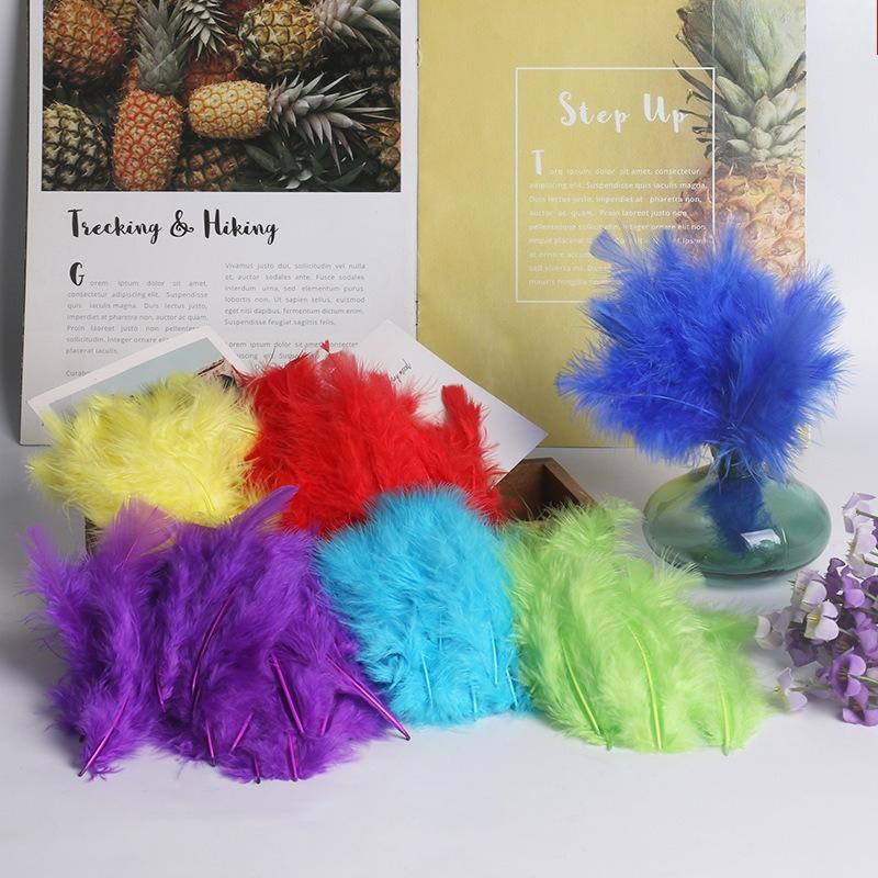 50Pcsdy Color Bamboo Tube Feather Turkey Feather Jewelry Accessories Crafts Pet Toys Decorative Materials