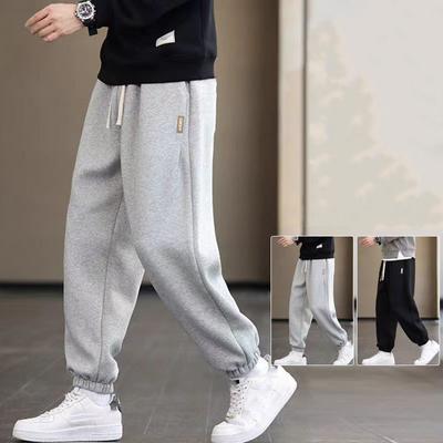 Pantaloni della tuta da uomo Abbigliamento sportivo Vita elastica Casual Pantaloni larghi Nero Grigio Cotone Joggers Pantaloni ampi
