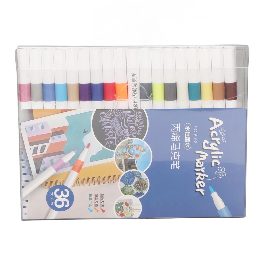 36 Pcs Acrylic Paint Pen 36 Color Multipurpose DIY Painting Acrylic Paint Pen Markers for Glass Wood Stone Fabric