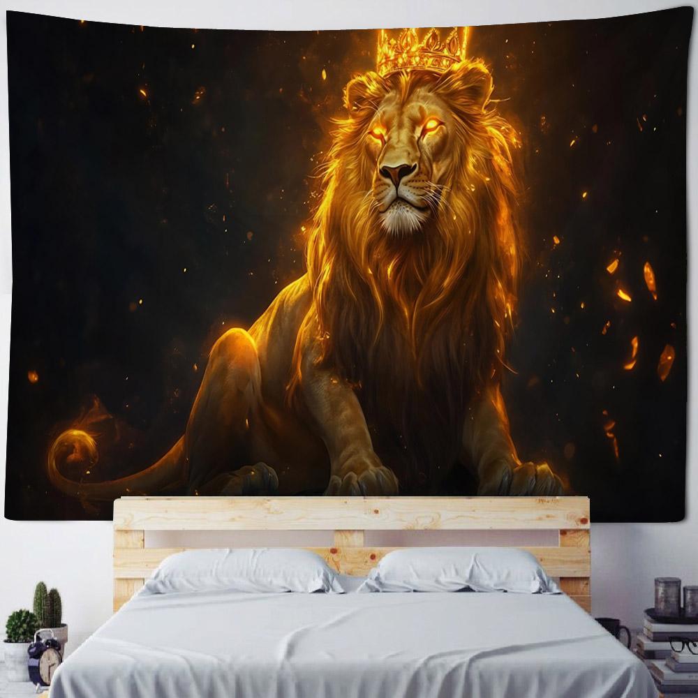 African Wildlife Cheetah Tapestry Wall Hanging Cloth Hippie Style Wolf Lion King Decor for Living Room Bedroom Dormitory Classro
