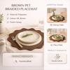 Brown Polyester Braided Placemat -Durable Round Table Mat for Dining