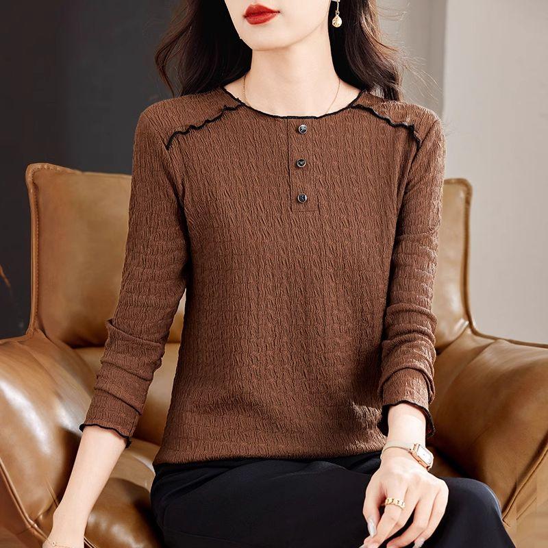 Spring and Autumn Base Shirt Women's Long Sleeve T-shirt Loose Fitting Clothes In Plus Size