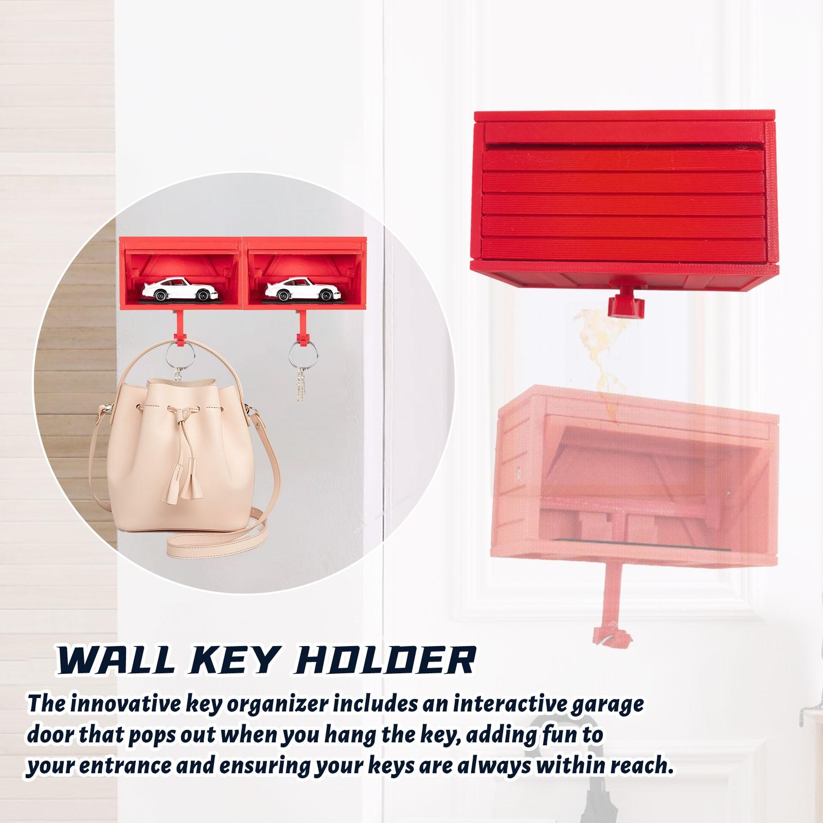 

Держатель ключей для гаража с открывающейся дверью, держатель ключей для стены, забавный 3D-печатный органайзер для ключей, настенное крепление, простая установка вешалки для ключей для прихожей One Size красный