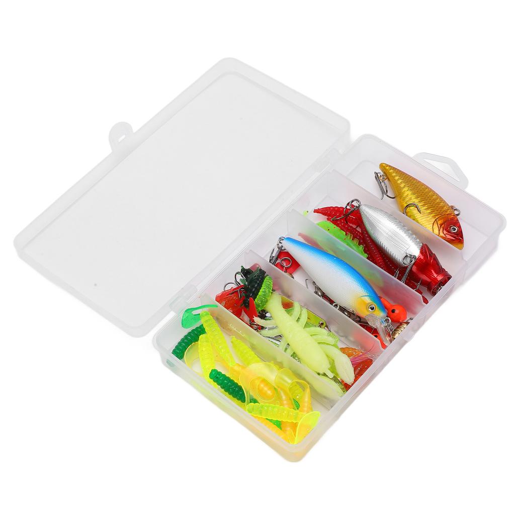 Fishing Tackle Set Soft and Hard Lure Baits Tackle Kit Minnow Popper Crank Frogs Lure Hooks for Bass Trout Fishing