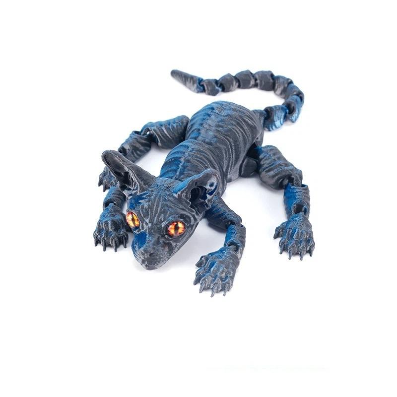 3D-gedruckte haarlose Katzenfigur, realistische bewegliche Sphynx-Katze Spielzeug, niedliches Fidget-Spielzeug & Heimdeko für Liebhaber