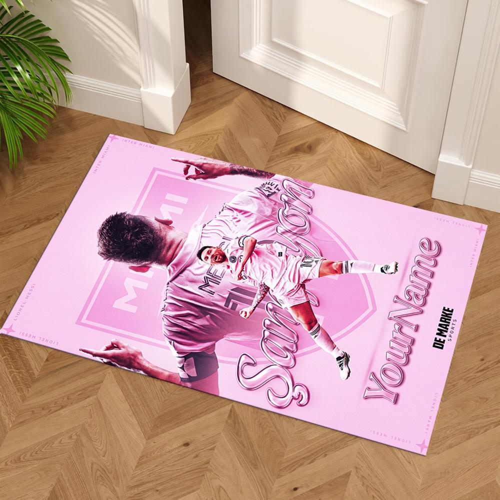Messi Customize Your Name Area Rug Design for Outdoor Entryway Kitchen Living Rooms Anti-slip Rug Anime Office Decor Perfect Gift for Women/Men