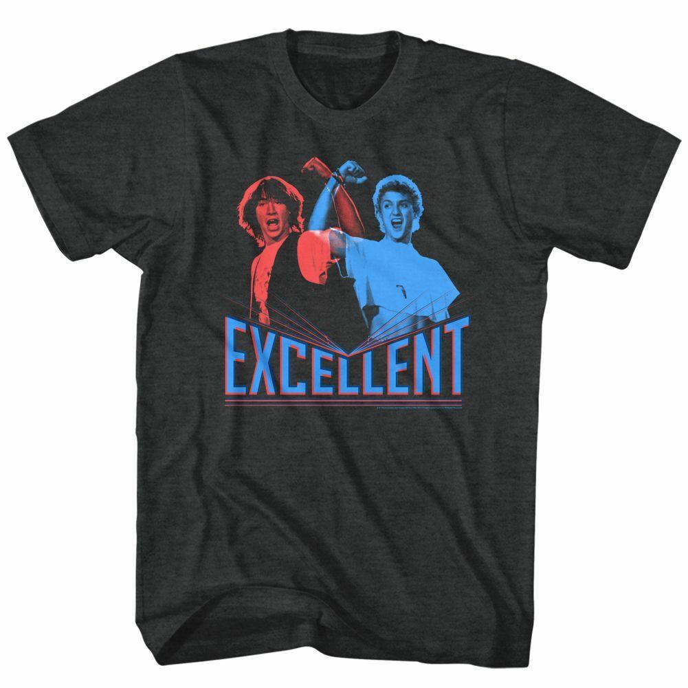 Bill and Ted 3D Excellent Black Heather Adult T-Shirt Mens Womens Tees Top