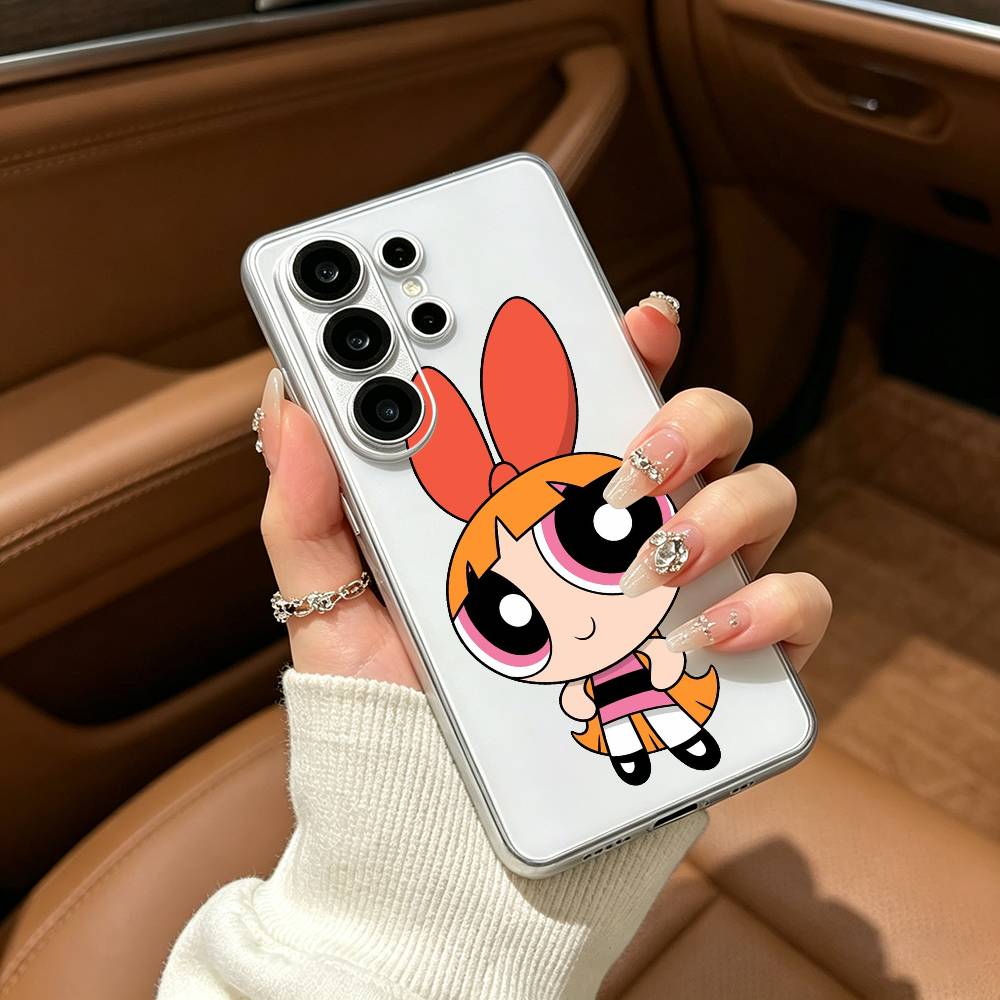Cute The P-Powerpuff-es Cartoon Girls Clear Phone Case for Samsung S25, S24, S21, S22, S23, S30, Ultra, S20, Plus, FE, Lite