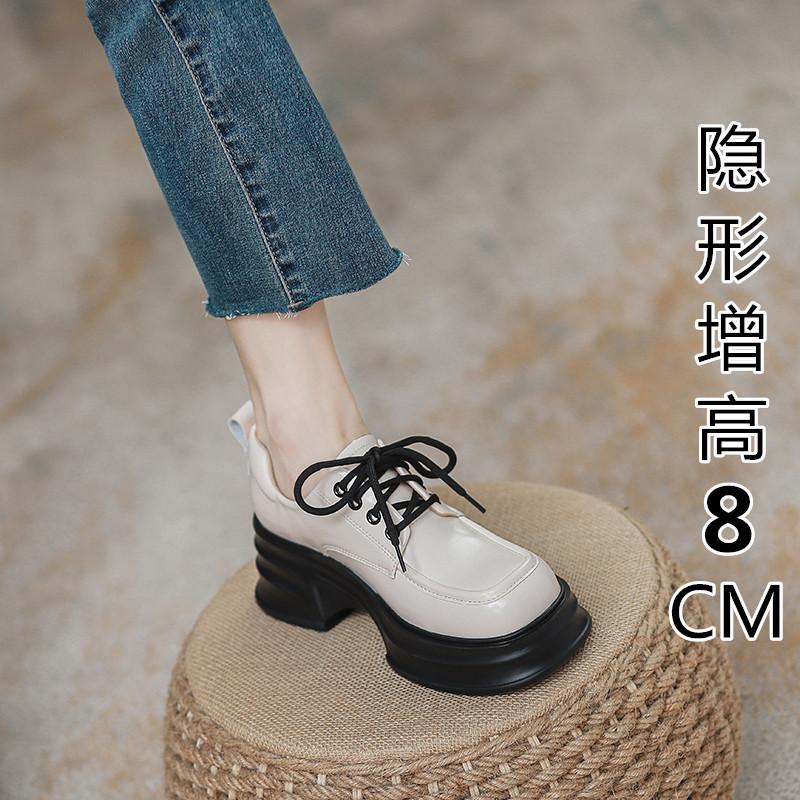 Lace Up Comfort Woman Platform Oxford Shoes British Style Woman New Retro Thick Sole 8CM High Heel Casual Single Shoes Loafers