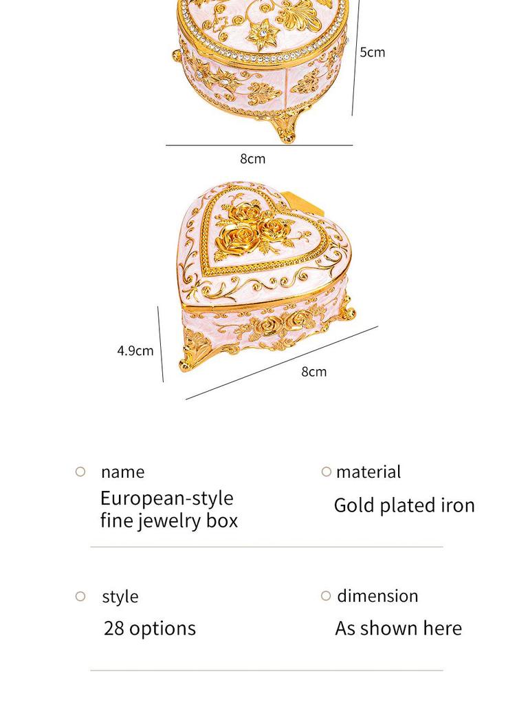 European Retro Enamel Jewelry Box: Exquisite Metal Storage for Necklaces and Princess Jewelry