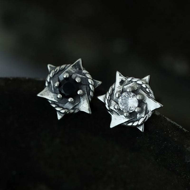 Retro Creative Hexagonal Star Earrings Neutral Fashion Personalized Silver Color Inlaid Zircon Daily Party Jewelry Gift