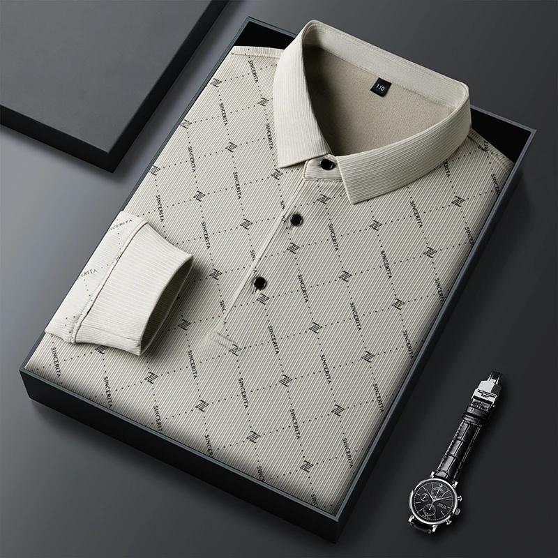 Νέο Ανδρικό Business Casual Μακρυμάνικο Πουκάμισο Με Έμβλημα Μονόχρωμο Πόλο Μοντέρνο Αναπνεύσιμο Άνετο Ευέλικτο Τοπ