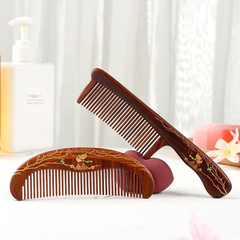 Tan Mujiang Happiness Tree Blackwood Couple Comb Gift Set