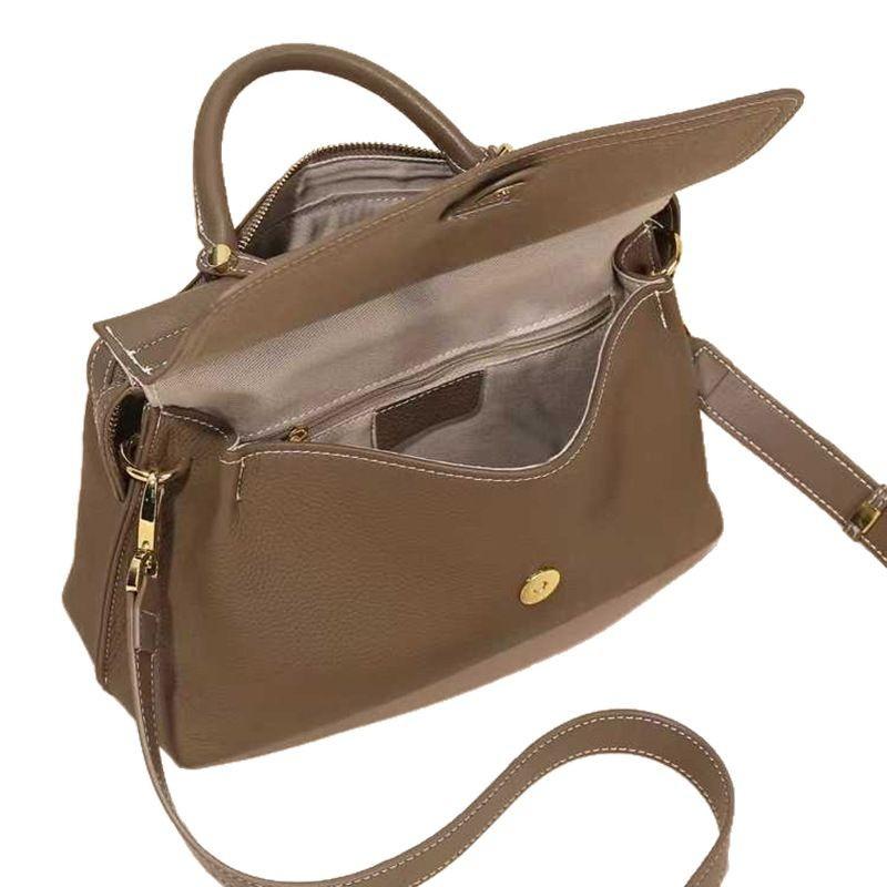 Top-layer Bag Women's Leather Bag Crossbody Postman Bag Commuting Large Capacity Single-shoulder Briefcase