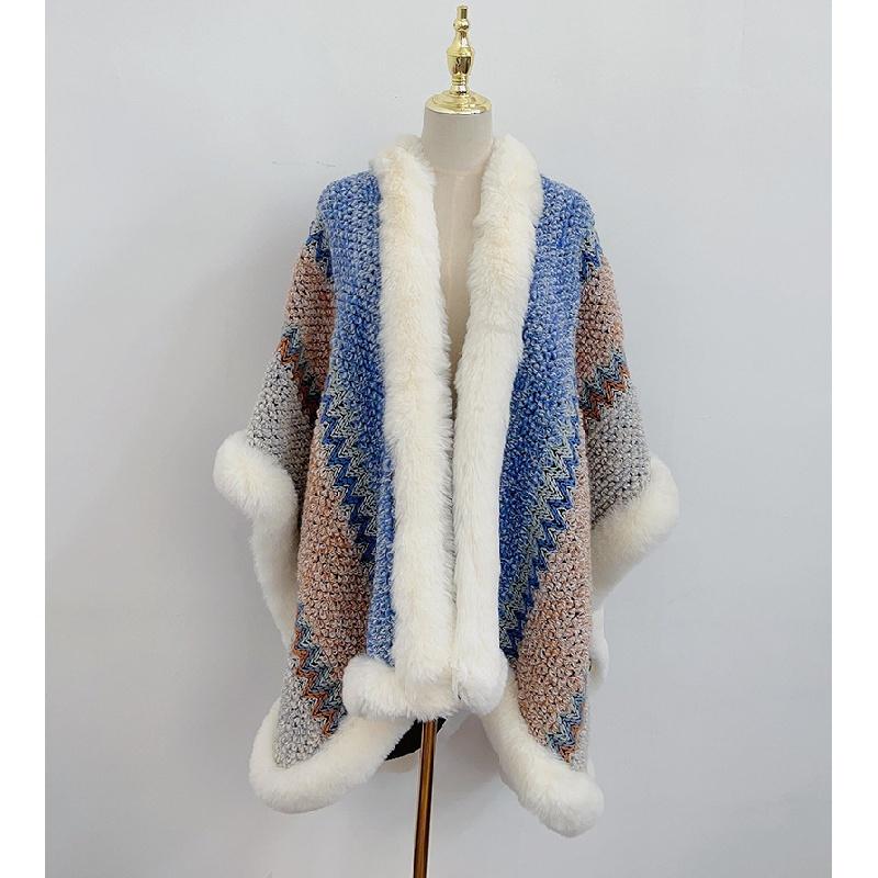 Ethnic Style Fur Shawl Women's Outer Wear Autumn and Winter New Fashionable Stylish High-End Rabbit Fur Collar Scarf Thickened Cape Women