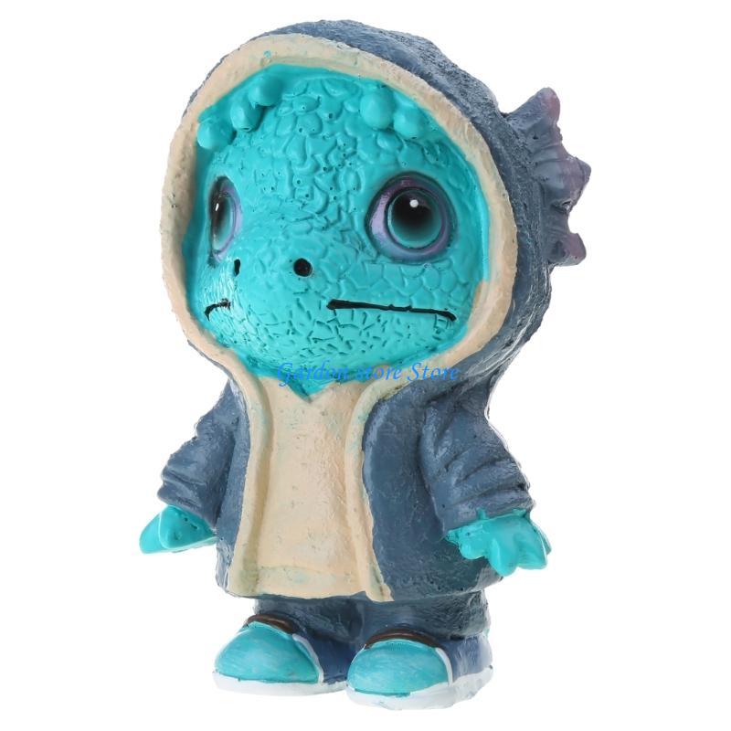 B0KB Garden Dinosaur Statue Indoor Outdoor Decor Mini Evil Dragon Sculptures Ornaments for Home Desktop Decoration Funny Gift