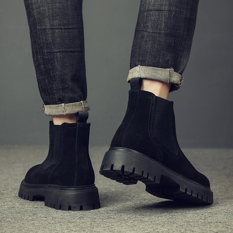 Autumn and Winter Martin Boots Men's High-top Autumn New Korean Version of Matte Leather Chelsea Boots Men's Breathable Mid-top Cigarette Boots