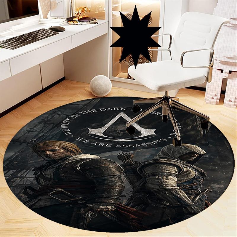 Assassin's Creed Printed Round Rug Carpet Chair Rug Area Rug Entryway Doormats,for Office Chair Living Room Bedroom Kitchen Room.