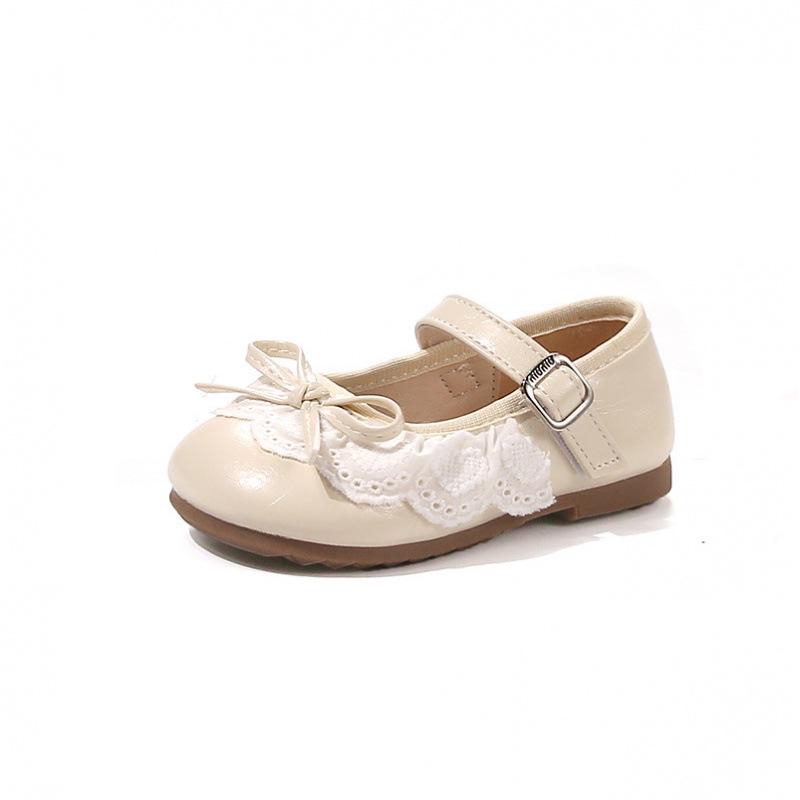 2026 Spring Girls' Bow Princess Soft Sole Leather Loafers