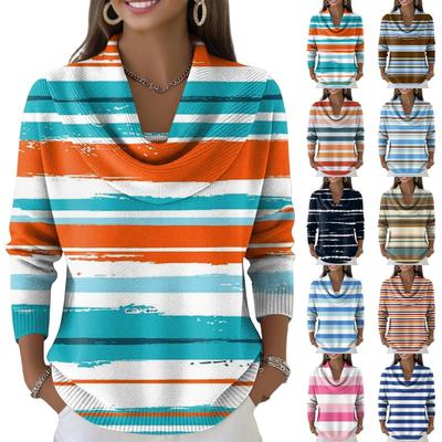 Women's Casual And Fashionable Round Neck Long Sleeved Printed Top Sweater