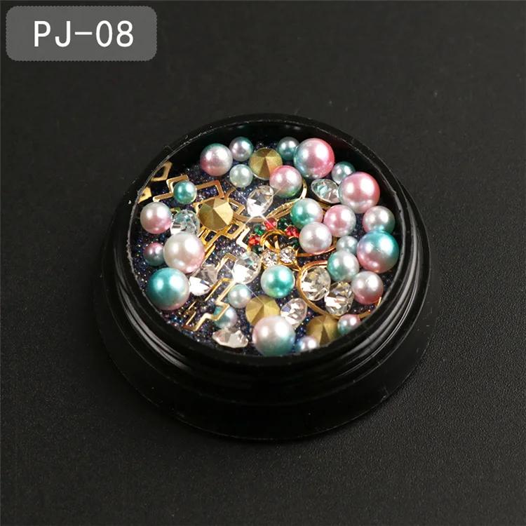 Mixed Colorful Pearl Willow Ding Jewelry with Irregular Small Beads Sparkling Nail Art Decoration DIY Mermaid Nails Products Set