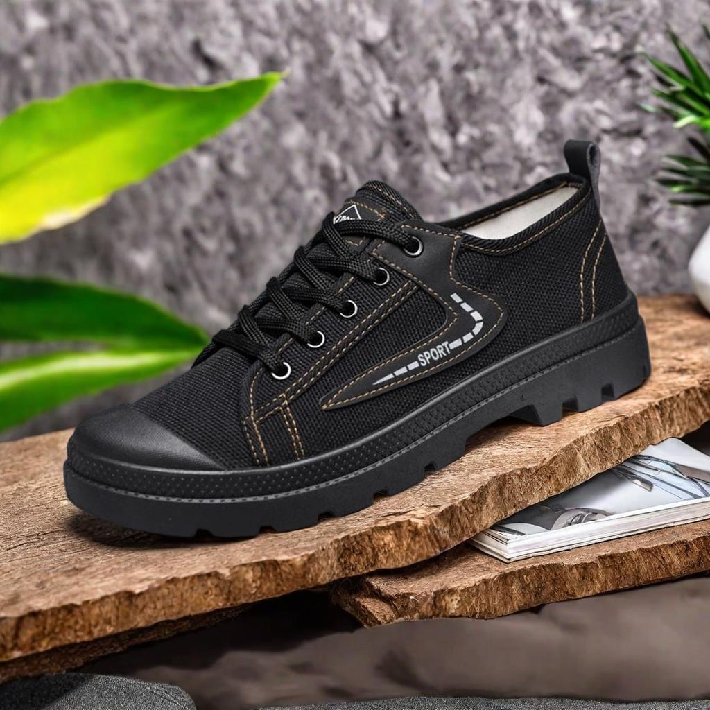 Round Head Composite Bottom Non-slip and Wear-resistant Men's Flat Heel Tooling Canvas Shoes Sports Commuting Breathable Spring and Autumn Season