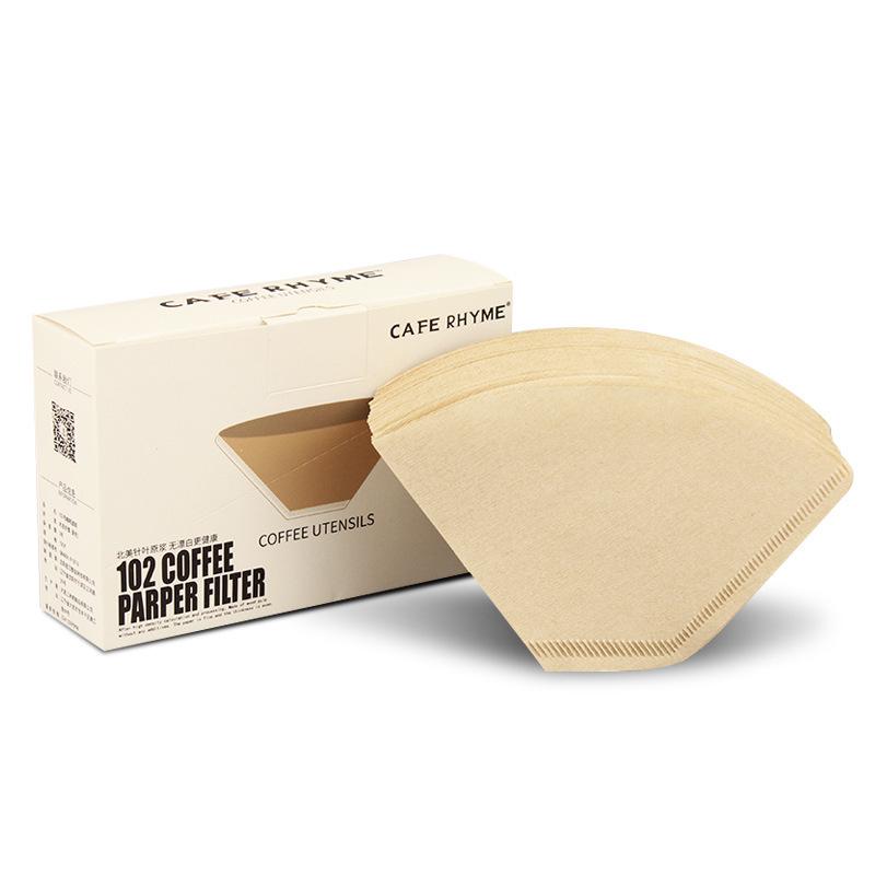 Unbleached Fan-Shaped Coffee Filter Bags for 2-4 Servings - Thickened, Solid Color