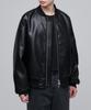 Synthetic Leather Extra Oversized Ma-1 Bomber Jacket [Black]