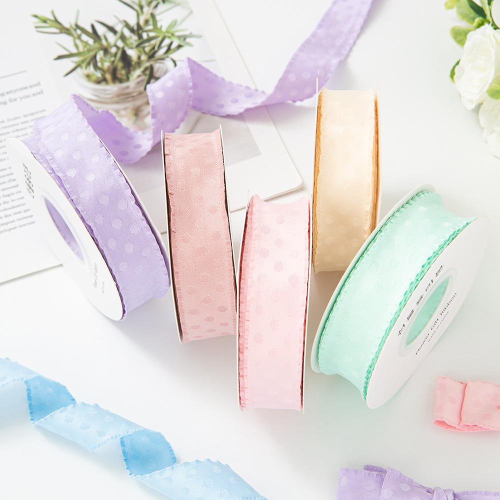 Polka Dot Wavy Lace Ribbon Fabric Polyester Material for DIY Hair Accessories & Floral Clothing Bows for Weddings & Christmas