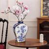 Gilded Blue and White Porcelain Flower Vase - Home Decor Ornament
