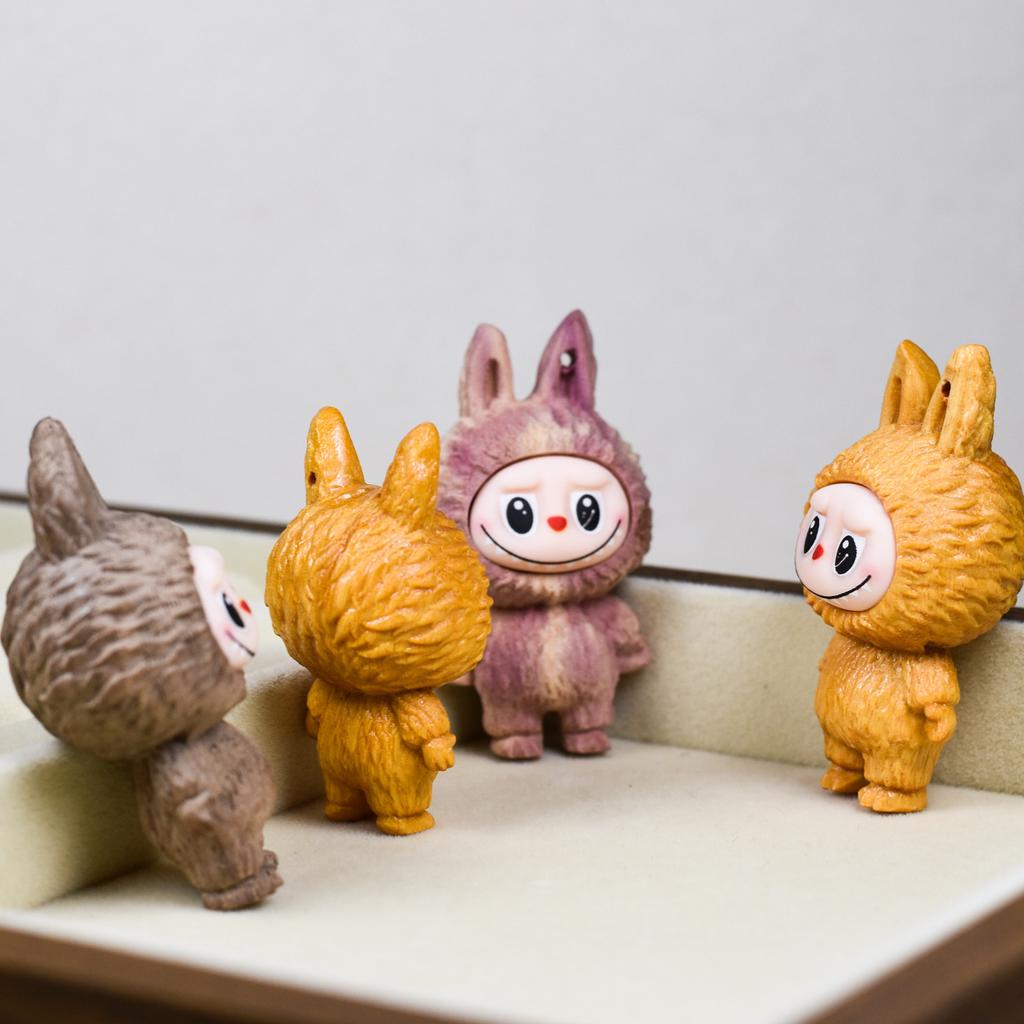 Řezba z masivního dřeva Kreslená Roztomilá Elfí Figurka Panenka Stolní Rukojeť Řemeslná Ozdoba