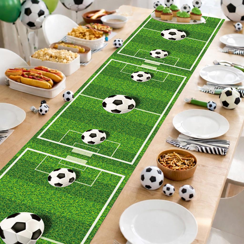 Soccer Themed Table Runner Football Birthday Party Decorations Boys Favors Soccer Grass Table Cover Baby Shower Supplies