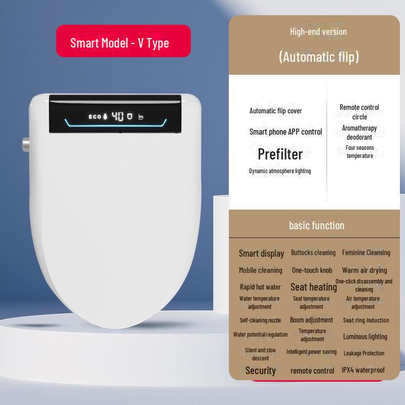 110V Smart Toilet Seat: Automatic Flip, Instant Heating, Electric Flush, Drying, Heated Seat