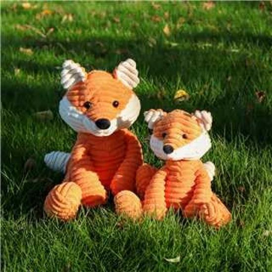 Apricot Lamb Corduroy Fox Plush Toy, Soft and Cute, Fluffy Corduroy Fox, 22cm, Suitable for Boys and Girls