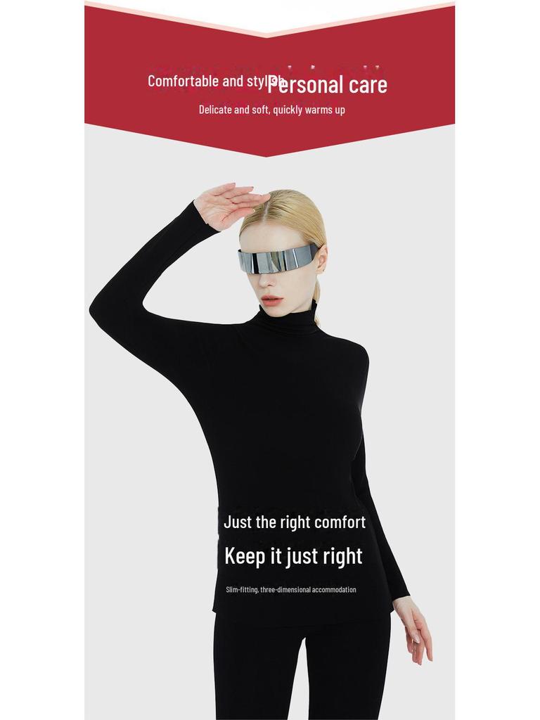 Damski Termiczny Aksamitny Sweter z Golfem i Maską - Odprowadzająca Wilgoć Jesienna Warstwa Bazowa