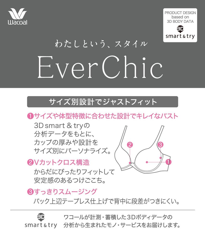 Wacoal EverChic Molded Designed To Fit Any Size and Body with a Flattering Also Recommended As a SG C75 Bra, Cup, Type, Back, T-shirt Bra, BRB494,