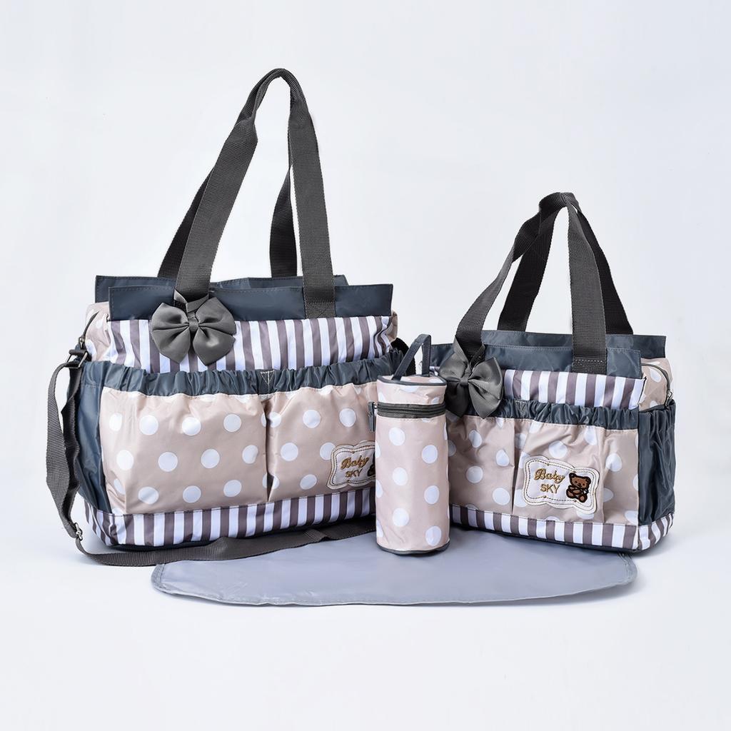 Fashionable Printed Mommy Bag Four Piece Set, Large Capacity Multifunctional One Shoulder Crossbody Bag, Outdoor Diaper Bag