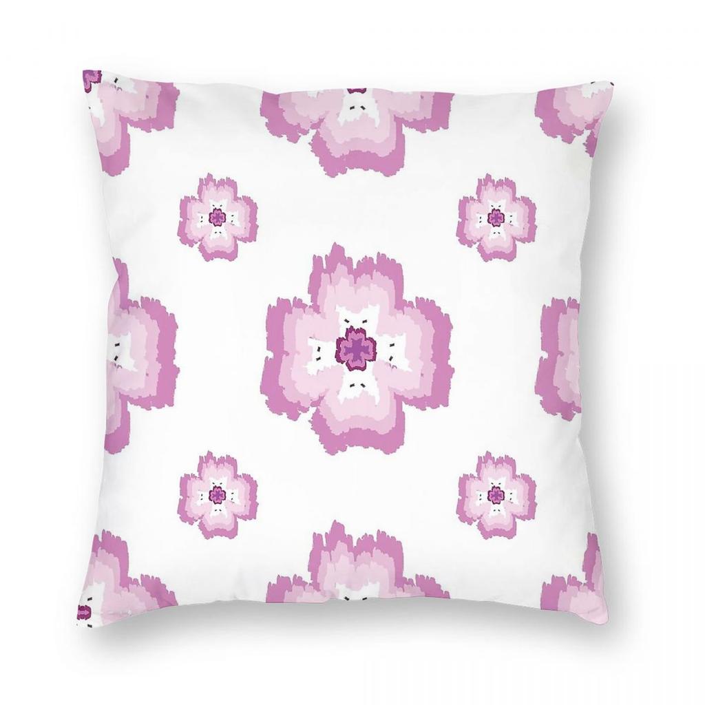 Pink Shamrock Floral Square Pillowcase Polyester Linen Velvet Printed Zip Throw Pillow Case Room Cushion Cover 45X45