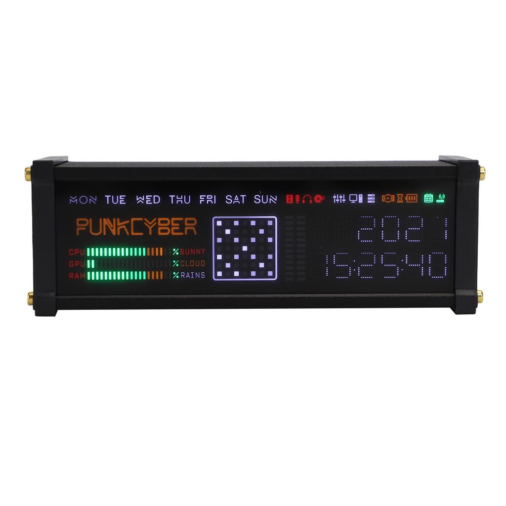 Electronic Fluorescent Tube Clock LED Display WFD Clock Cyberpunk Desktop Ornament for Home Car