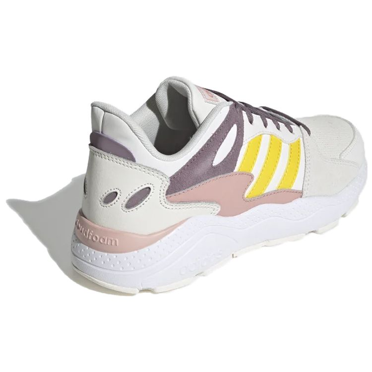 Adidas Neo Crazychaos 1.0 Comfortable Leather Shock Absorption Non-Slip Low-Top Casual Running Shoes Women Sneaker White Yellow Brown EG8751