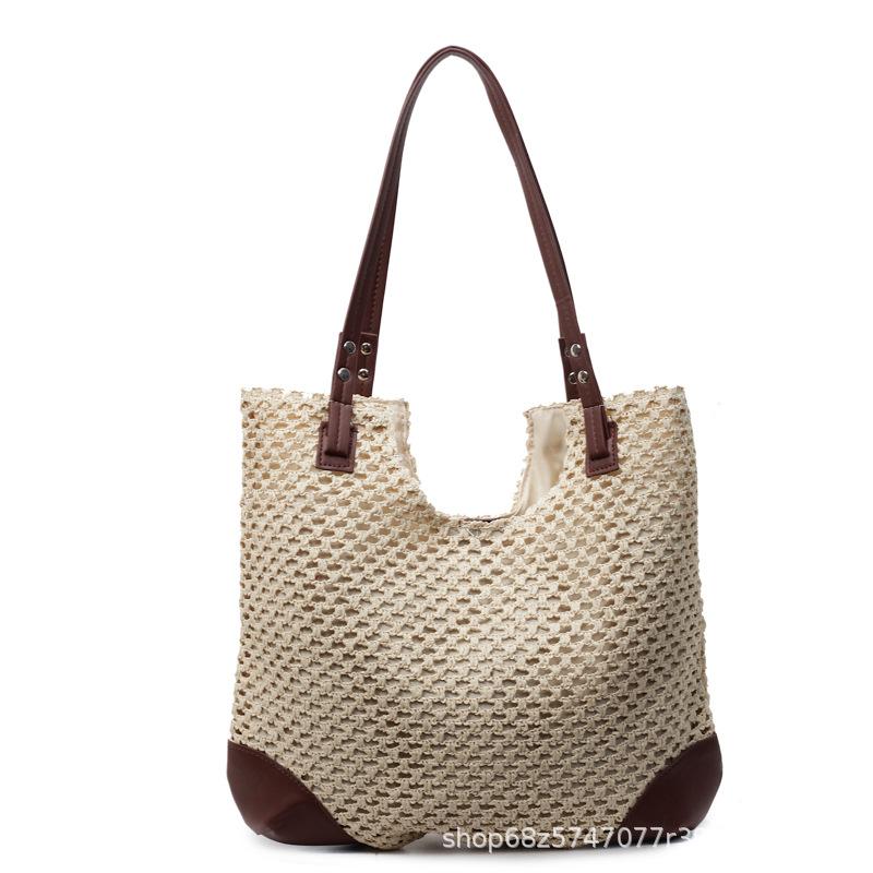 Vacation popular women's bags contrasting colors new straw woven large-capacity armpit bags seaside vacation beach bags shoulder bags