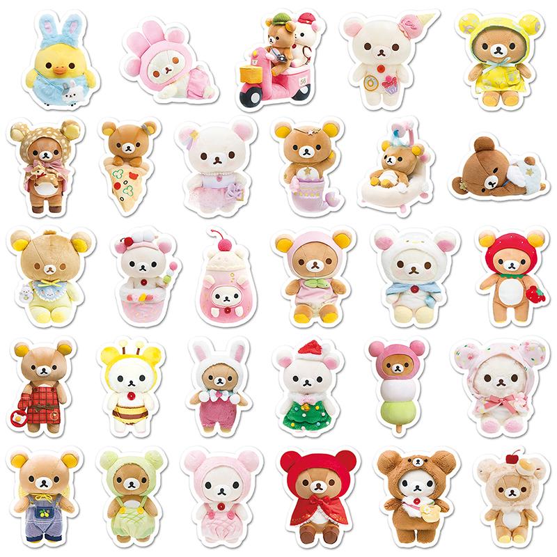 54Pcs 3D Rilakkuma Waterproof Stickers Desktop Decoration Notebook Phone Case Diy Cartoon Animal Decals Kid Toy