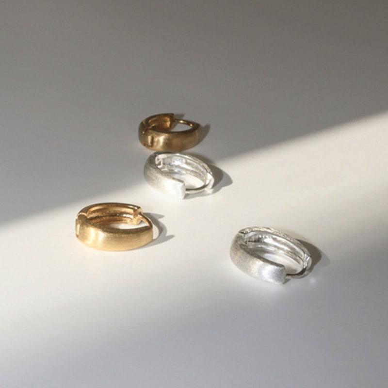 Modernlike 14k Gold-filled Silver Matte Oval One-touch Hoop Earrings