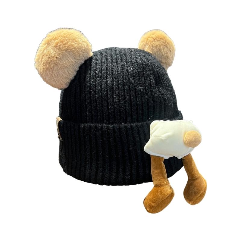 Anime Animal Design Pullover Hat Warm Brimless Stretchy Winter Skull Hat With Plush Lining For Adult Girl Outdoor Activity