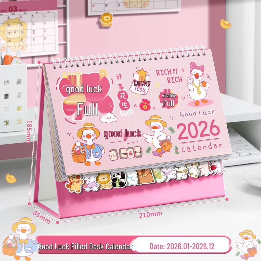 2026 Cute Cartoon Desk Calendar: Creative Office & Student Planning Ornament