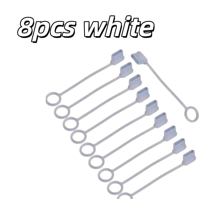 8pcs Type-C Port Protective Covers – with Lanyard, Dust & Moisture Proof, Portable Charging Cap