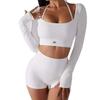 AL Womens Long Sleeve Yoga Top With Bra Padded Quick Dry Gym Training