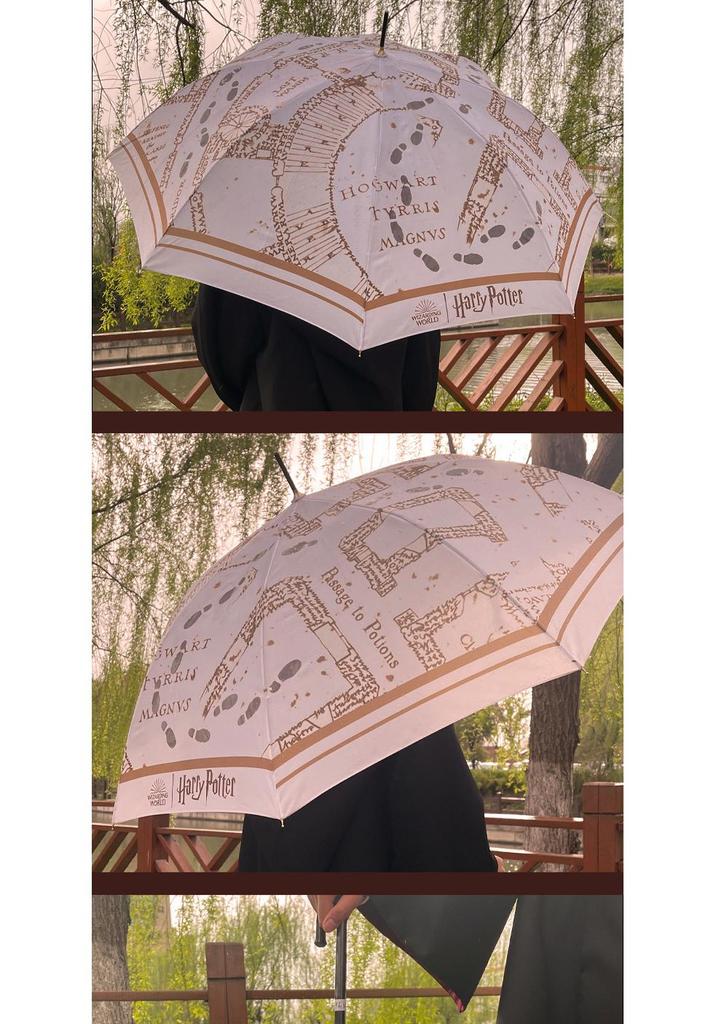 Warner Bros. Harry Potter Marauder's Map Color-Changing Umbrella, Straight Handle, Official Merchandise