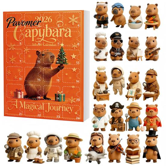 Novelty Gift for Capybara Lovers 2026 Christmas Advent Calendars, 24 Days Countdown with Creative Desk Accessories Cute 2D Hanging Ornaments, Holiday