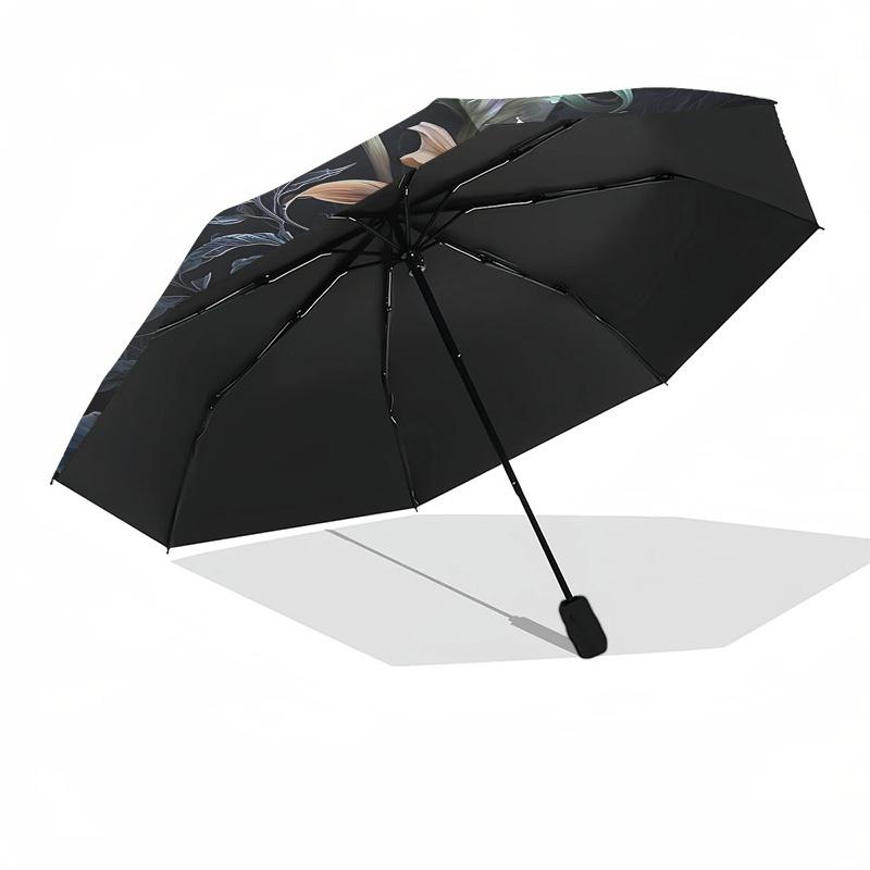 1pc Floral ArtworkOpen/Close Umbrella-Windproof, Compact Travel Umbrella, Sturdy 8-Rib Shaft, Outdoor Accessory, 1022